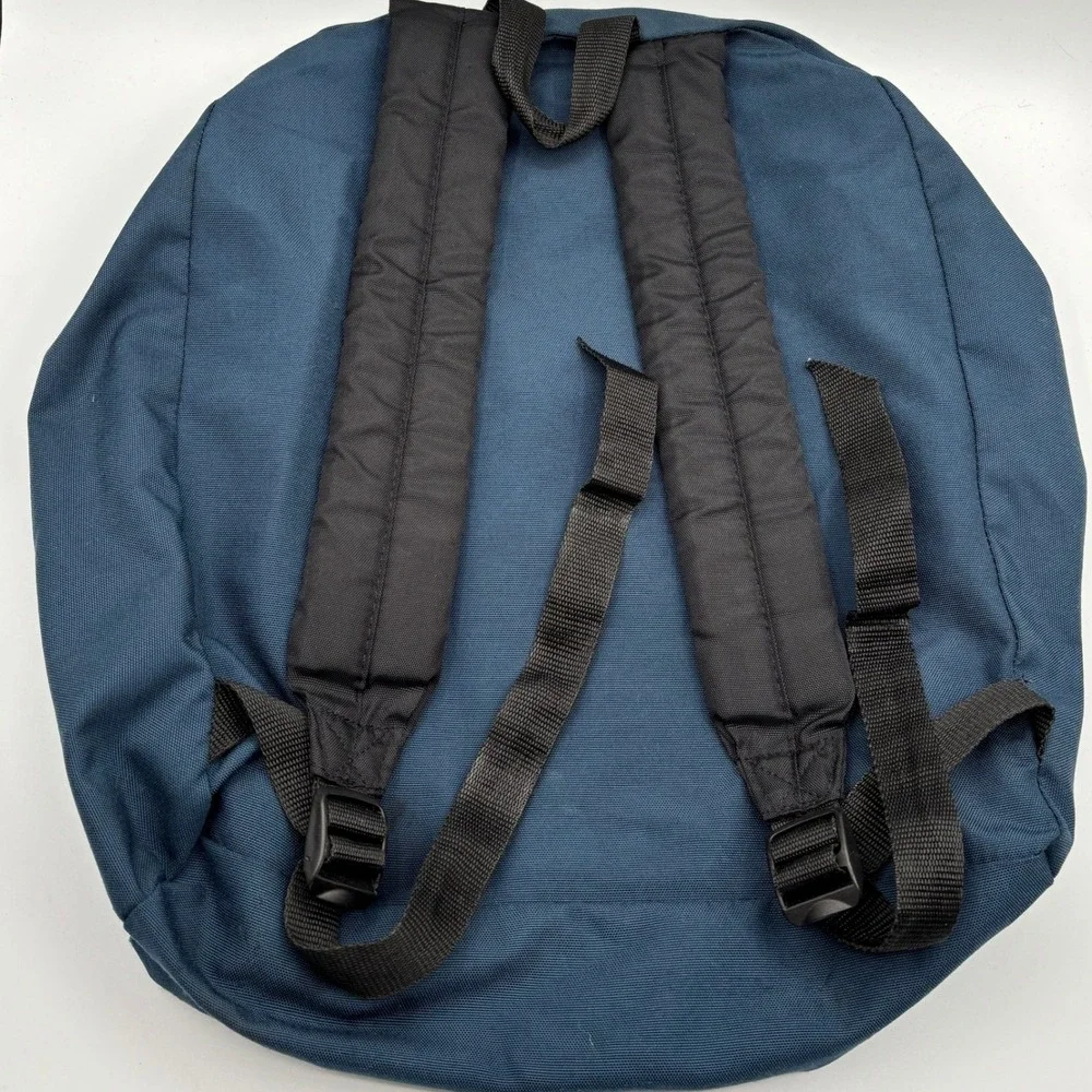 Eastpak Backpack Navy Blue Made in USA Vintage Canvas School Bag 2 Pocket